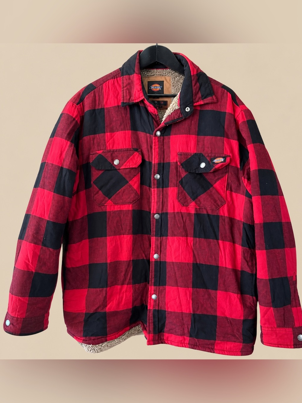Dickies Buffalo Check Fleece Lined Snap Front  Jacket L